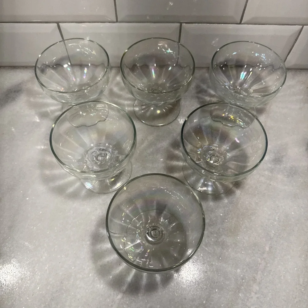 Vintage Coupe Cocktail Cut/Etched Glass‎ Stemware, Champagne Short stem (6)